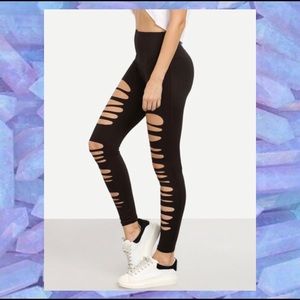 Ripped Black Stretchy Leggings.